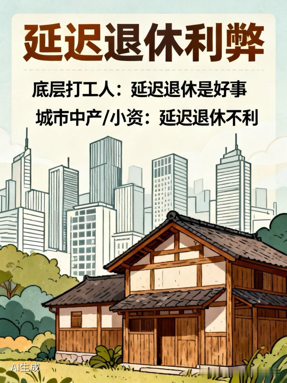 之前就说过。延迟退休，本质上，都是不利于城市中产，或者说不利于城市那些小资。