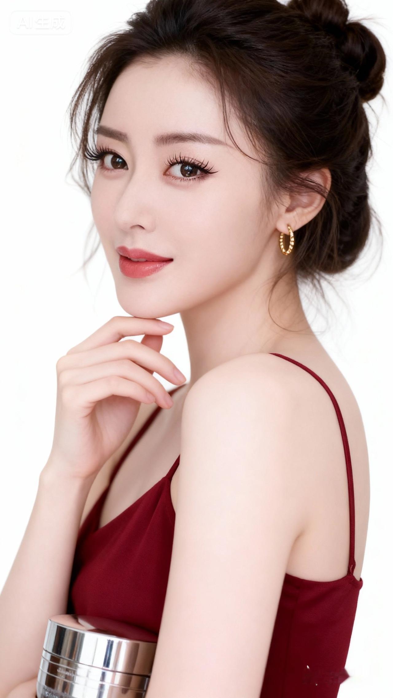 优雅红裙，精致妆容，尽显女性魅力！