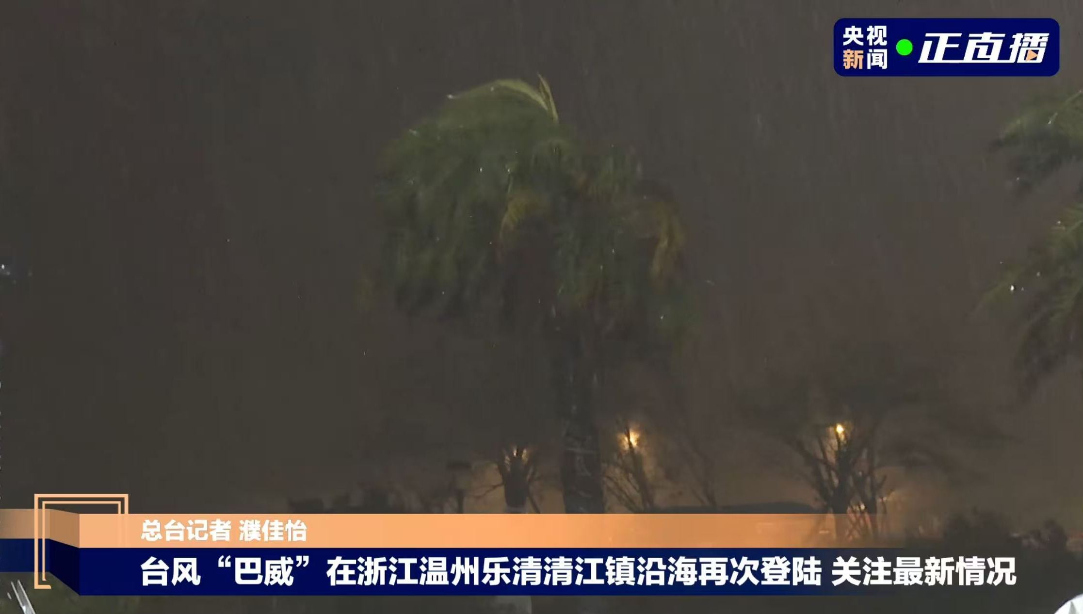 “巴威”在浙江乐清再次登陆 中心附近最大风力维持13级