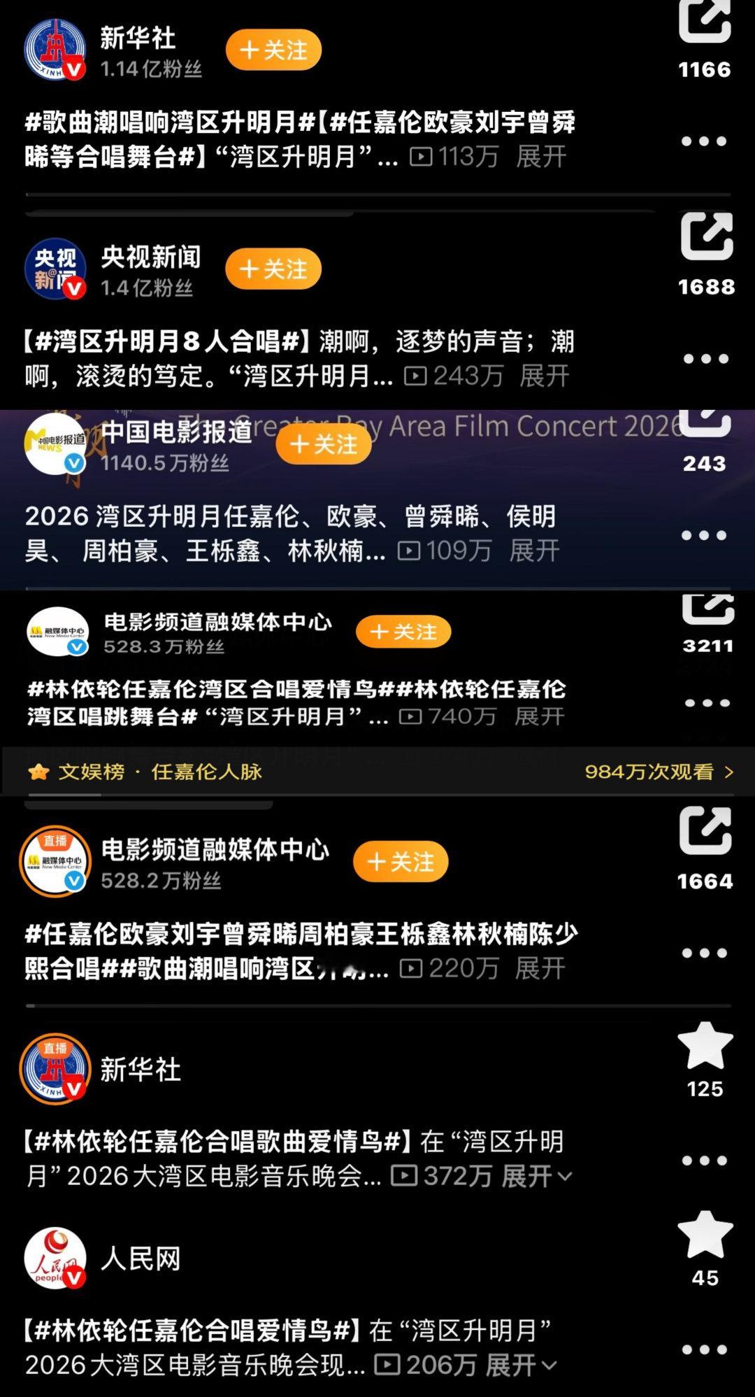 2026湾区升明月收视率前十爱情鸟收视率从低位大坑开始拉升，成功拿下收视率前10，大湾区任嘉伦舞台播