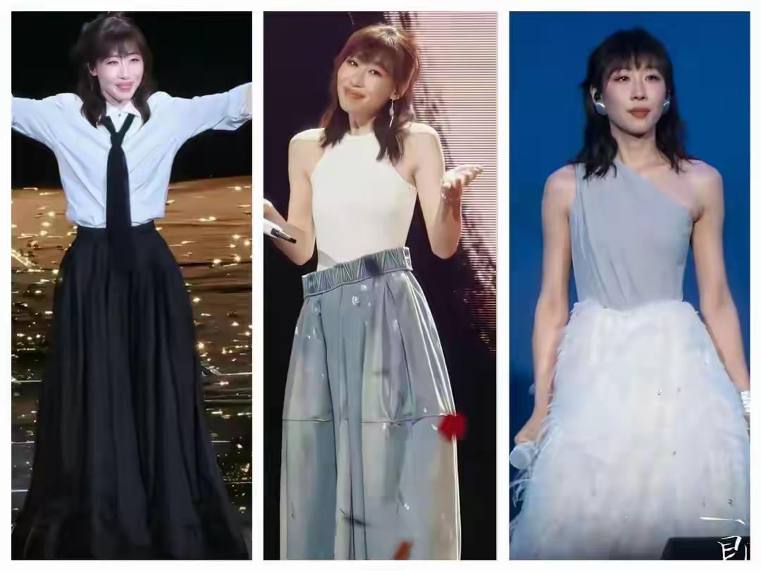 任素汐真的太让人意外了她的演唱会没有花里胡哨的衣服，全部是素色，但就是给人很干