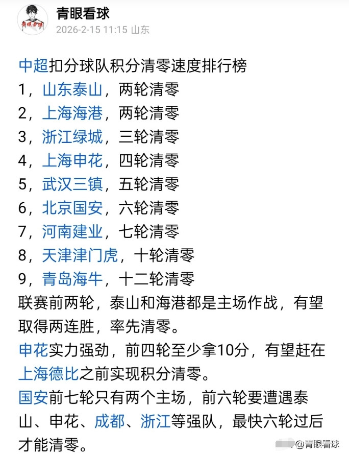 我成功预测了北京国安6轮清零