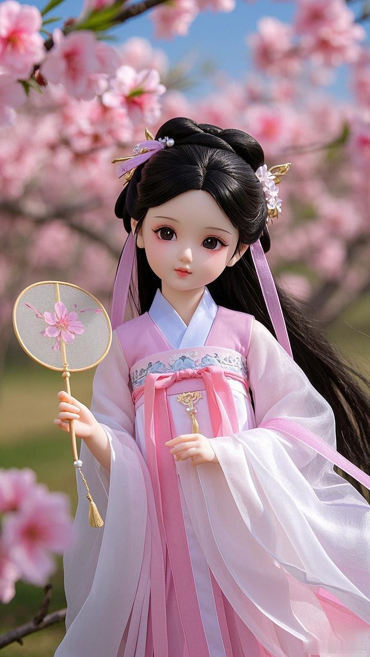桃园里的古风汉服翻糖美人壁纸​​​