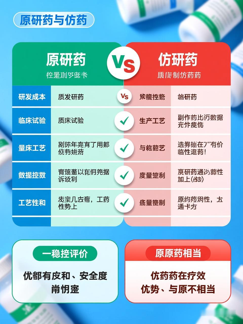 仿制药能够达到原研药95%的治疗效果，不过在副作用控制上，的确逊色于原研药。
