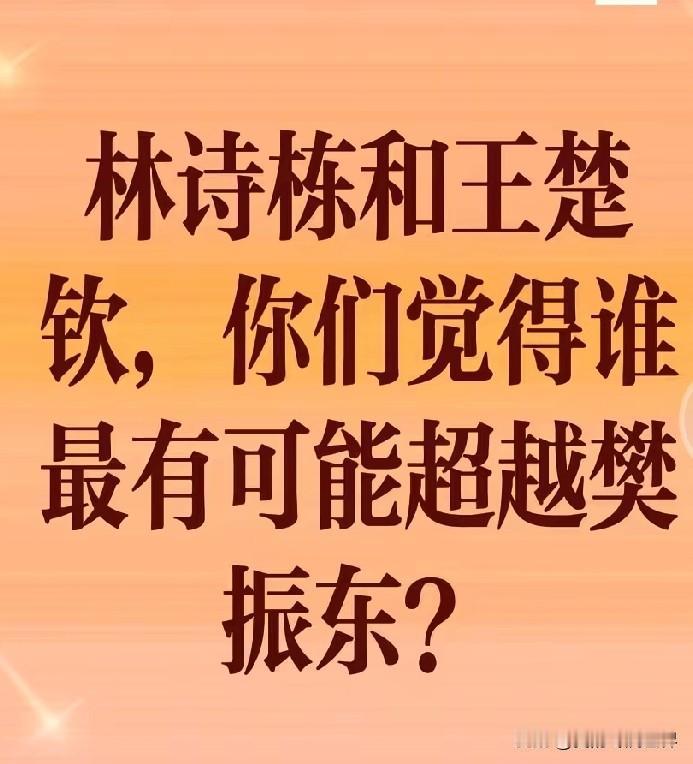 林诗栋和王楚钦，谁最有可能超过樊振东？目前看两人的概率都不大，全运会王楚钦和樊振