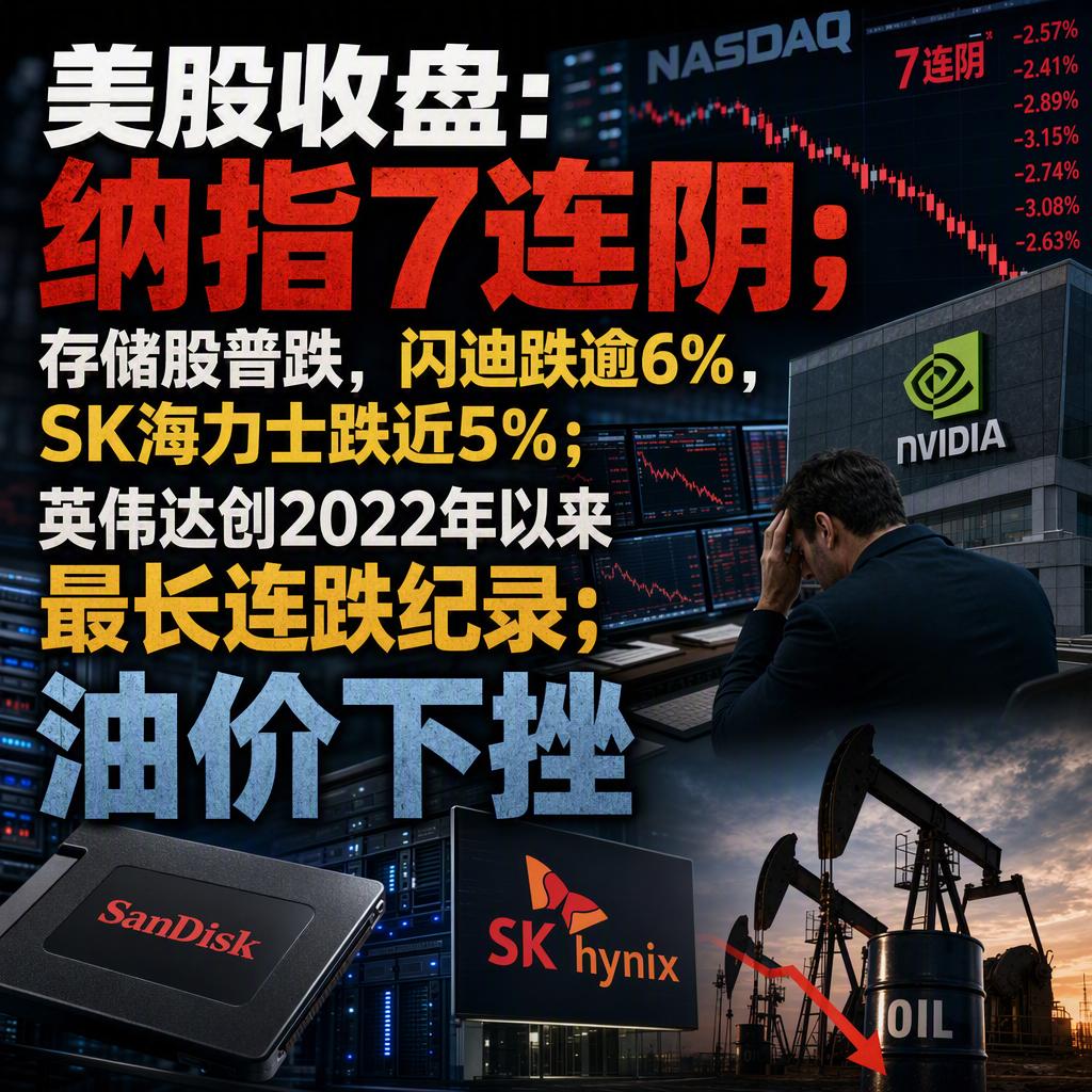 很多人以为芯片股跌一跌是回调，可英伟达连跌7个交易日创下2022年以来最长纪录，