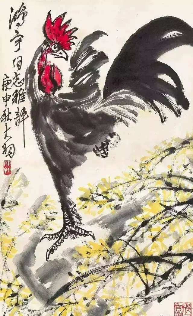 陈大羽画鸡，陈大羽（1912－2001）著名大写意花鸟画家、书法家、篆刻家。以大