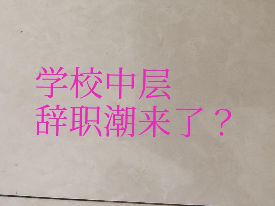 暑假一开始，学校的中层干部就开始写辞职报告了。因为暑假一些学校校长可能会调整，在