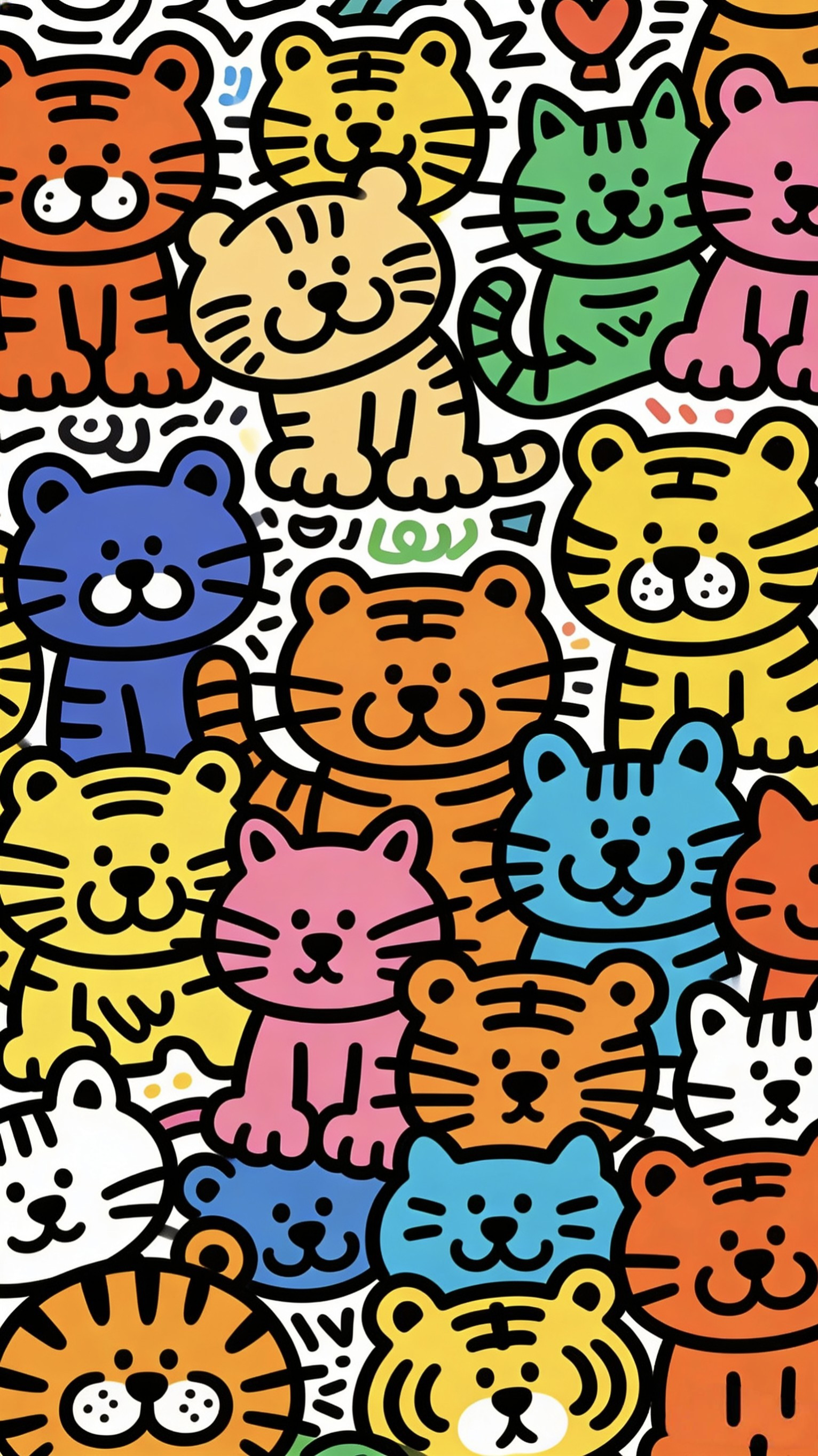 手机壁纸|涂鸦小动物一组超可爱的涂鸦壁纸，可爱不留空白~