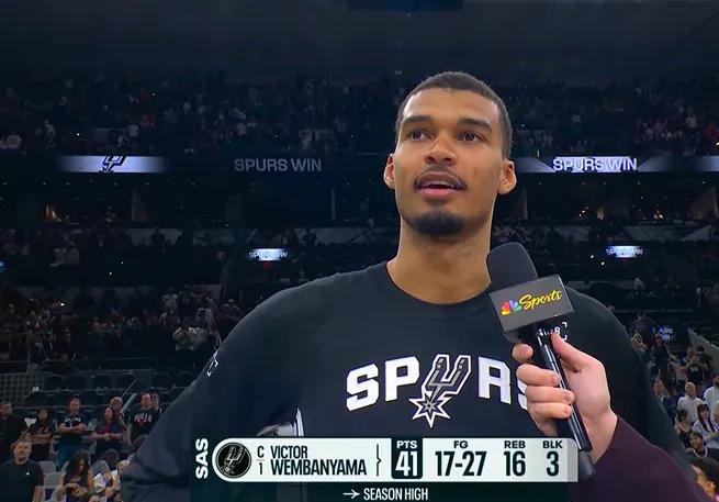 对上了！文班今天出场30分钟30秒，只有4次罚球的情况下拿下41分，就问你雷霆记