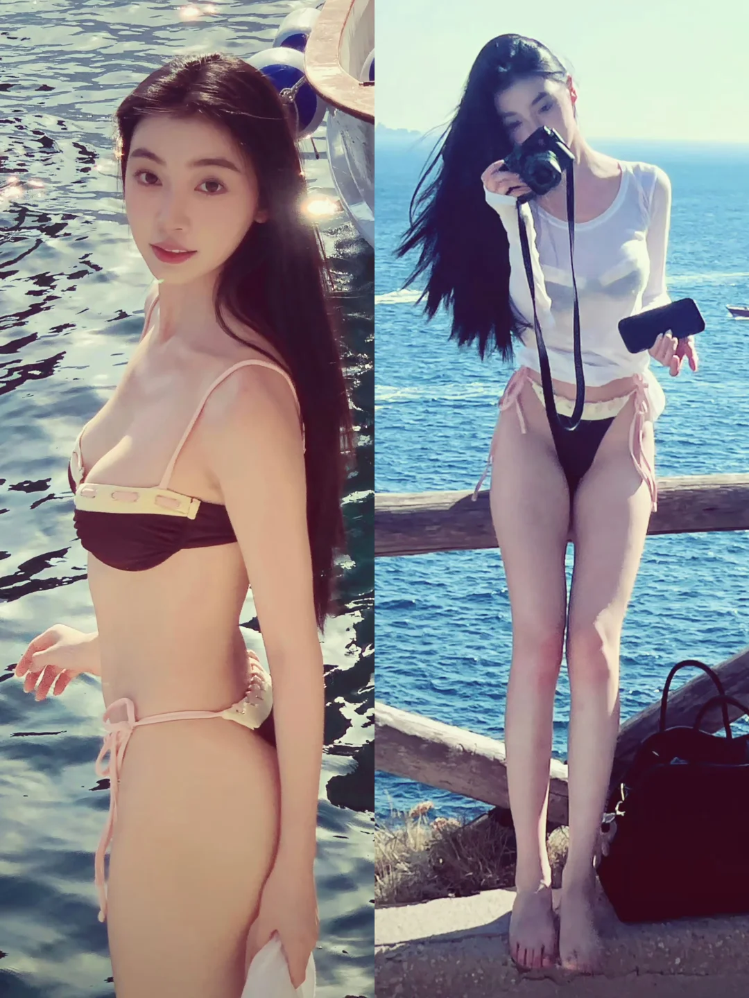 易梦玲更新海边度假穿搭，身材好绝太美了！