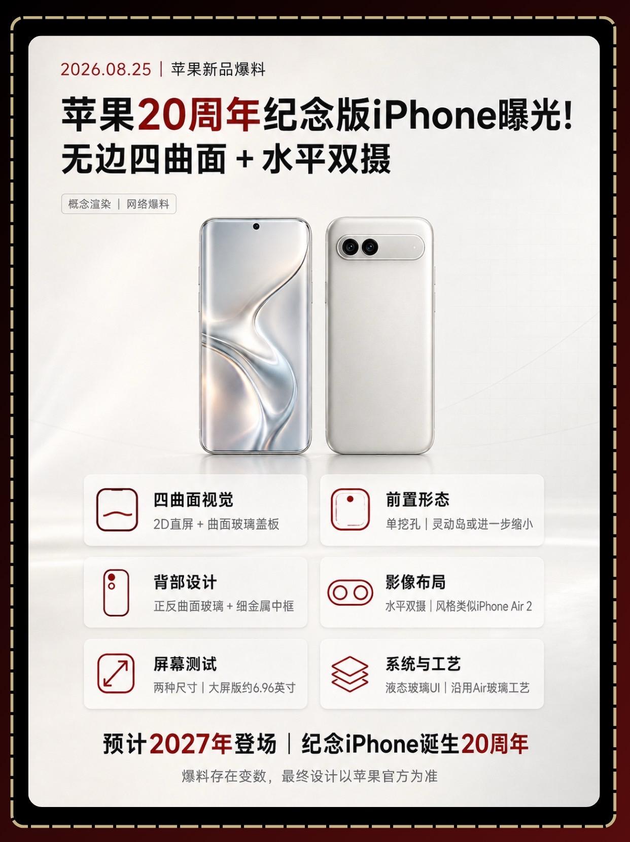 苹果20周年纪念版iPhone曝光。苹果正在为iPhone诞生20周年...