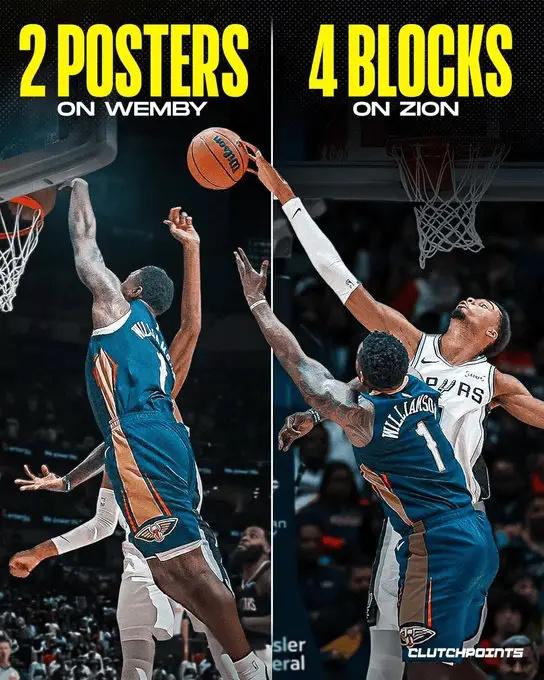 就怕货比货！文班亚马与锡安数据对比：文班亚马（5场）：球队战绩：5胜0负，西