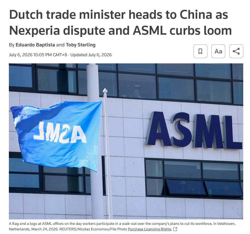 强抢中国半导体企业不成，荷兰又想来软化僵局？荷兰外贸合作大臣莉谢·施赖内马赫