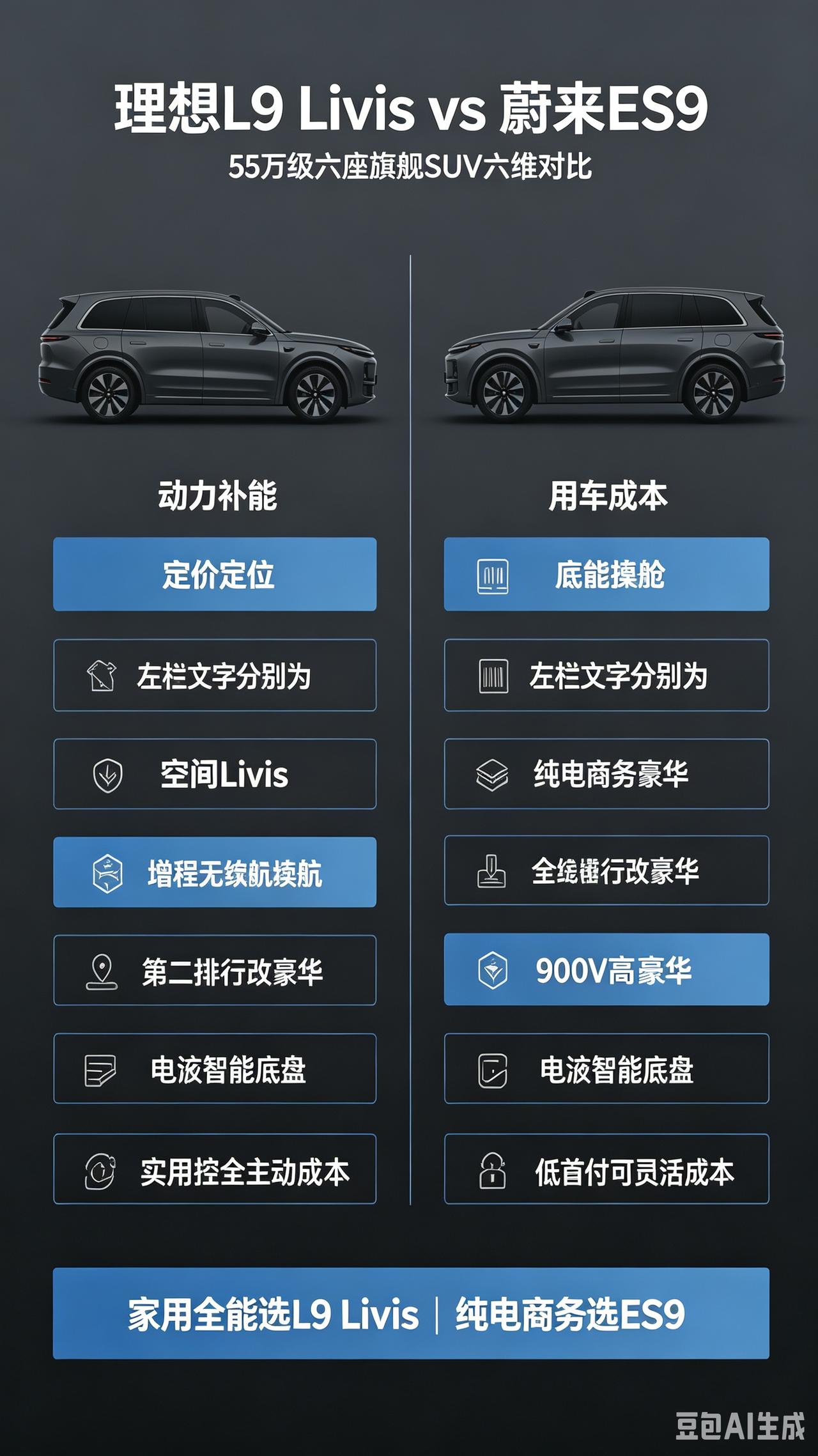 50-60万高端六座旗舰SUV市场，理想L9Livis与蔚来ES9是两款核心竞