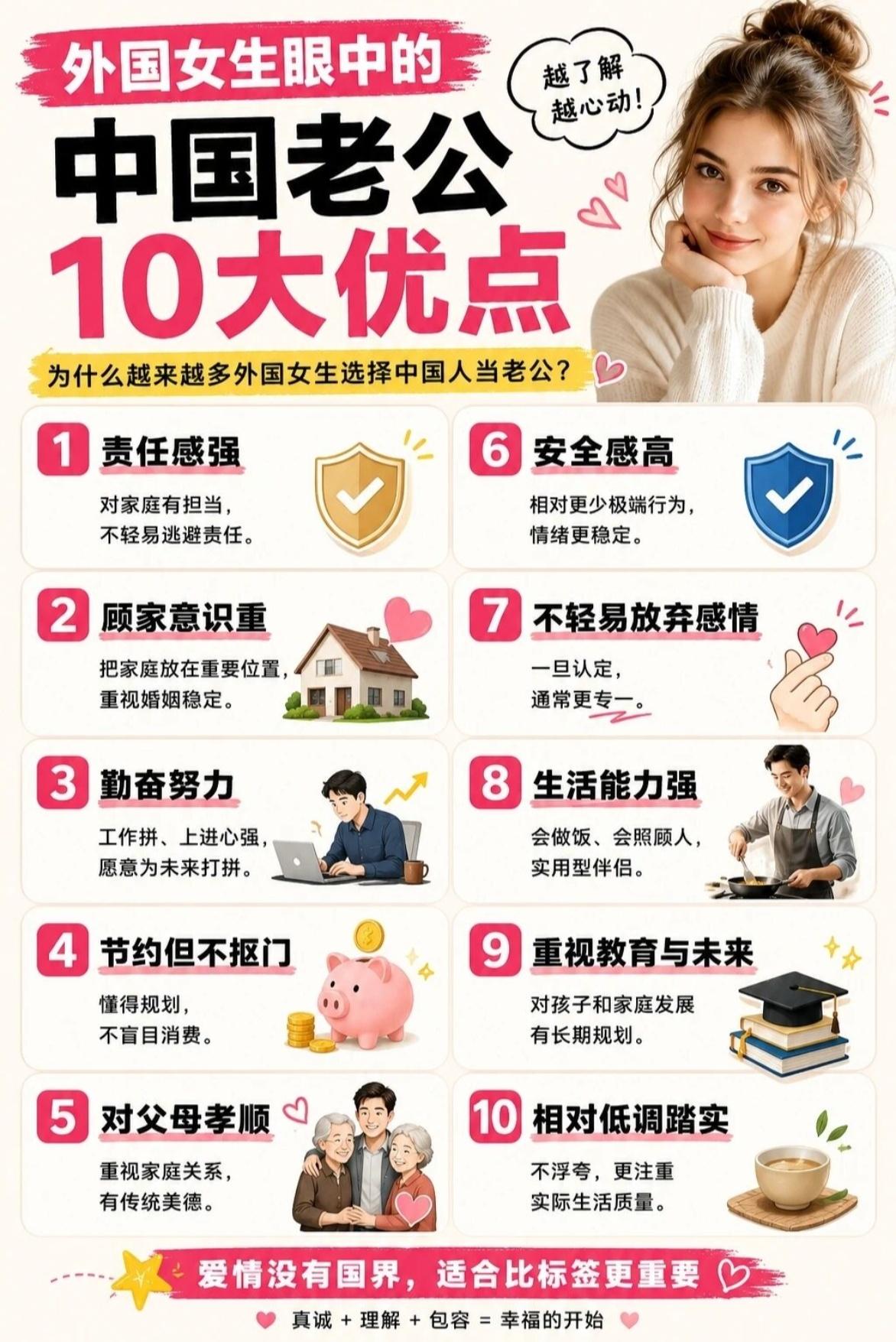 终于知道外国女生为啥爱找中国老公？这10条优点，看看你占了几条！跟外国人恋爱
