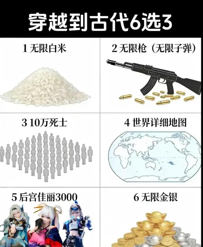 这咋选啊？可以开基本番茄小说了。1.穿越古代，饥荒年间，我靠无限大米造反成功