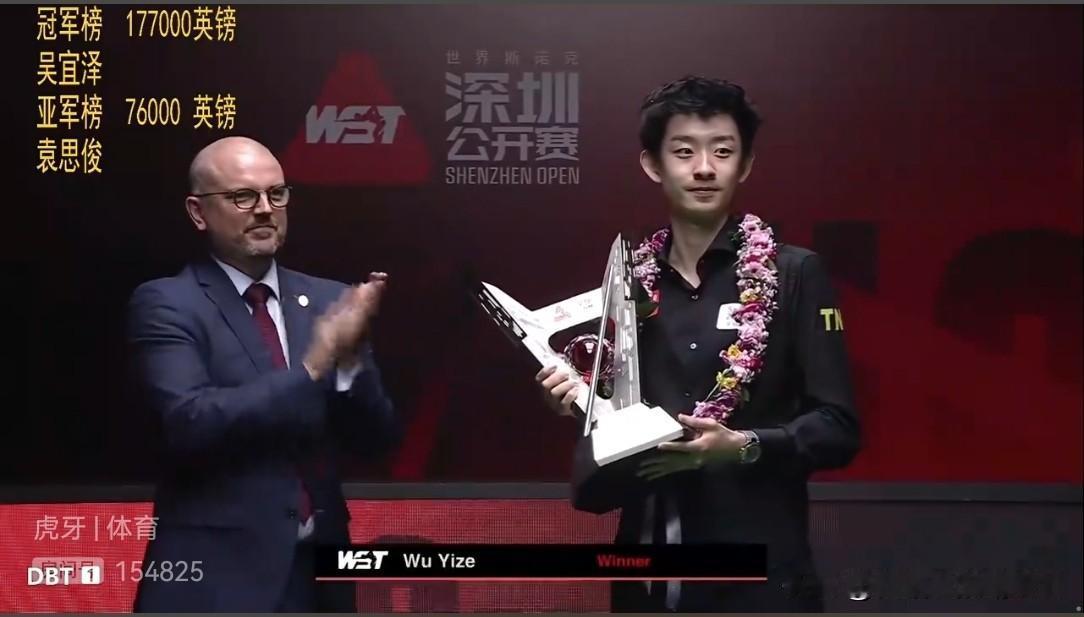 吴宜泽深圳夺冠后世界排名再创新高，来到世界第二位！距离世界第一赵心童仅差2万多英镑，下一站北爱尔兰公