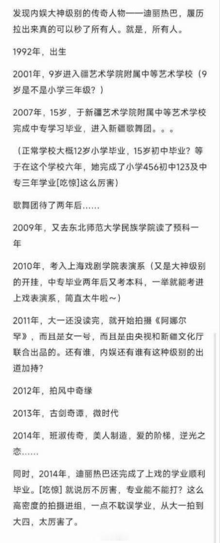 粉丝投稿迪丽热巴升学史，这是真实的吗？感觉很不一般。​​​