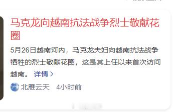 巨魔幻，法国总统，向抗法战争牺牲的越南人献花圈[笑着哭]马克龙这波访问越南，姿