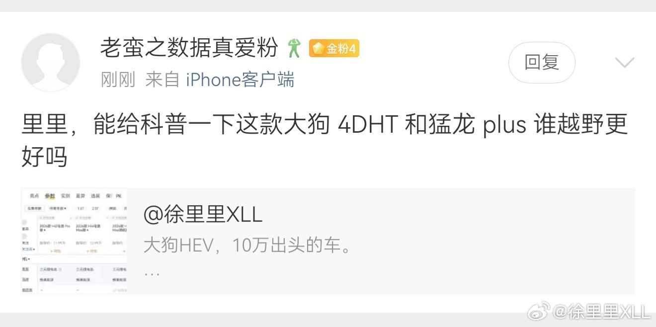 有朋友问了我一个非常刁钻的问题。大狗HEV和猛龙Plus谁的越野能力更强…这俩车放在别家，基本属于越