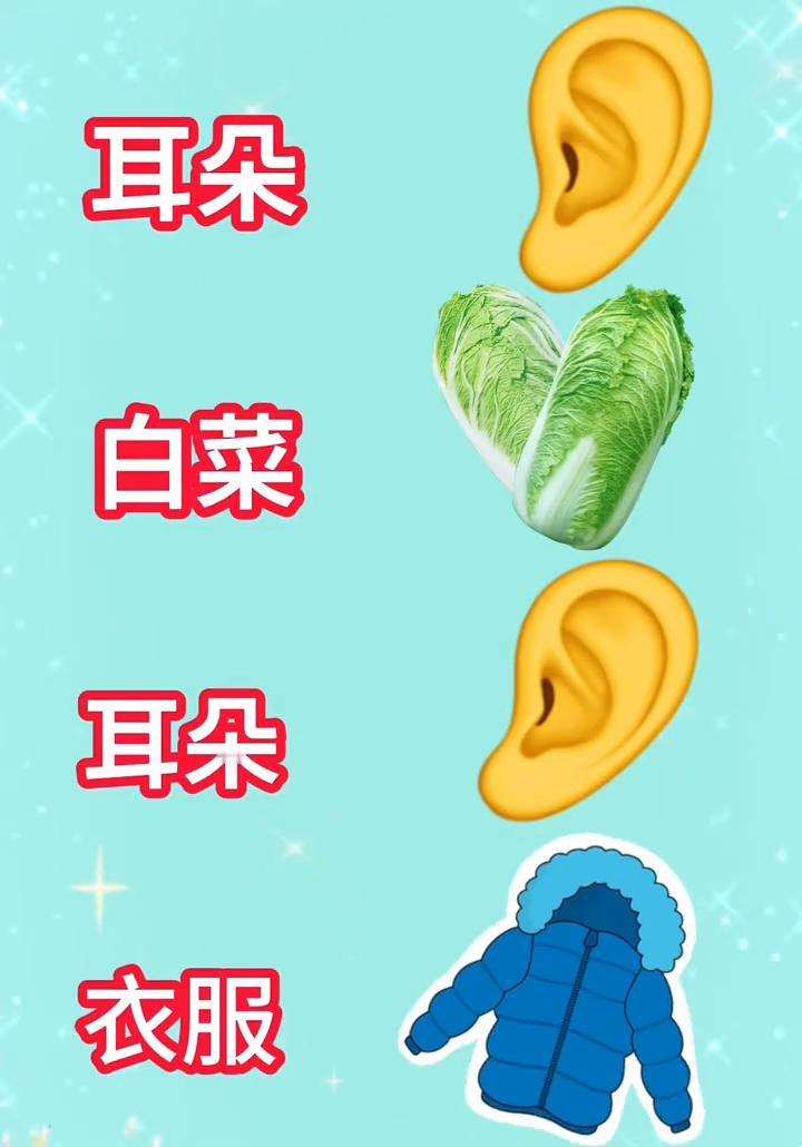 听说你很聪明，来帮我猜一猜这个是什么成语？图中有两只耳朵、两颗白菜、一件衣服。