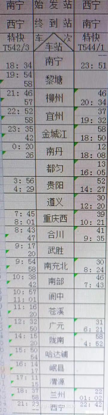 2026年一季度铁路调图，转自其他贴吧，不知真假，由南宁到成都的T542/3，T