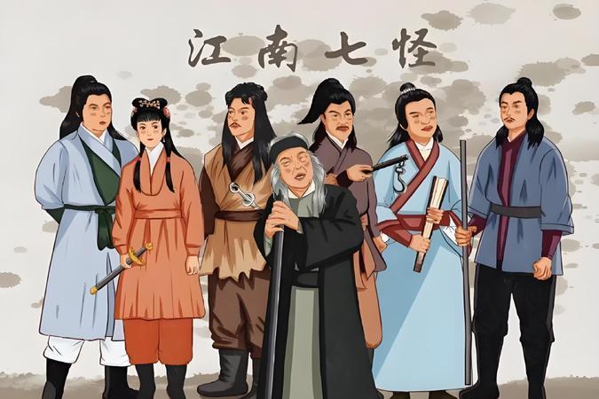 金庸武侠，十大高手组合排名。第十名：江南七怪成员：柯镇恶、朱聪、韩宝驹、南希