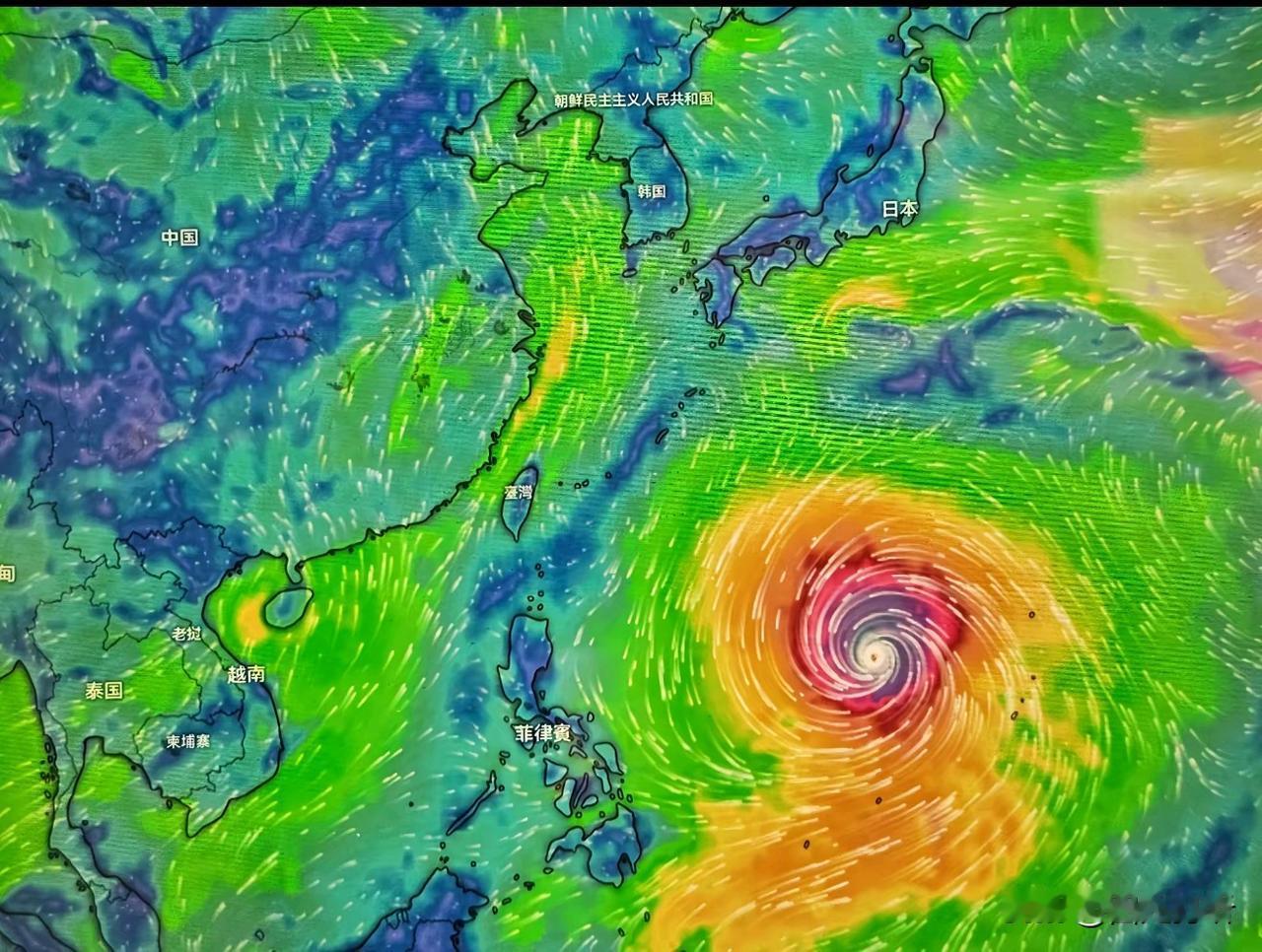 巴威台风依旧17级，转向日韩概率为零！擦过台湾山脉！此时，风速每秒60