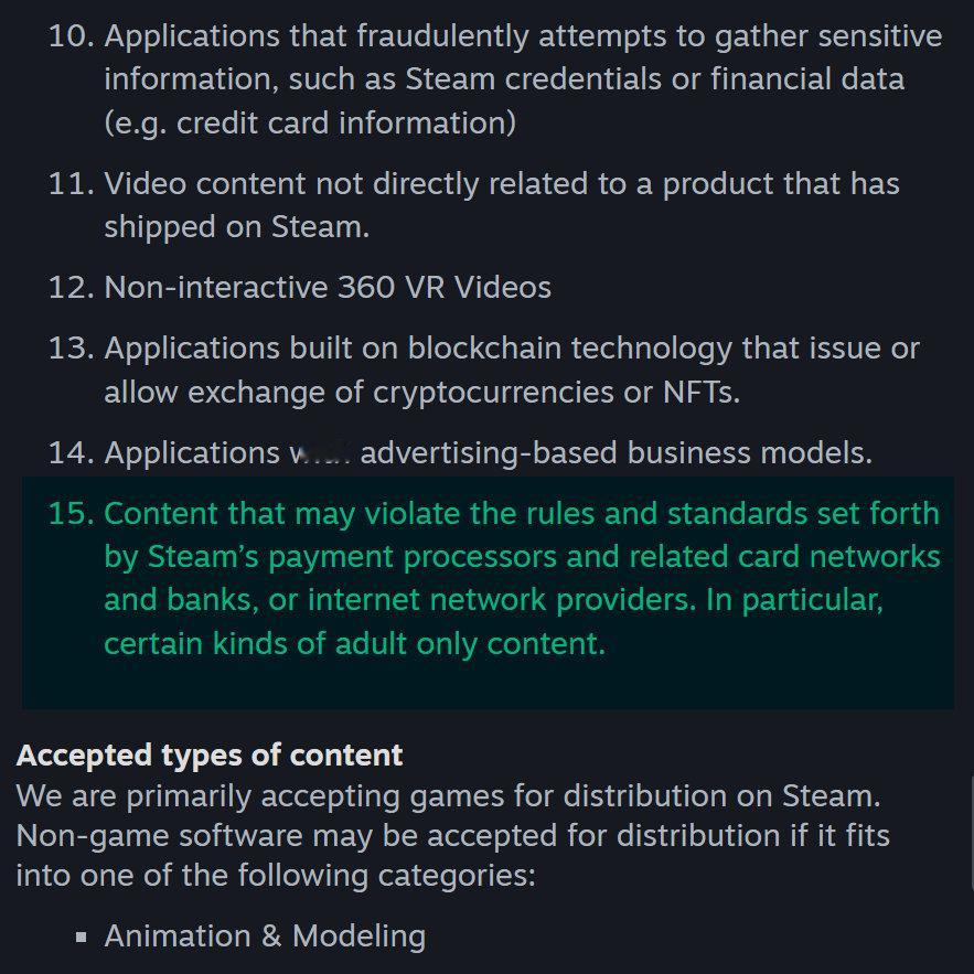Steam今日添加了一条新规限制成人内容后，有许多含有色情内容的游戏被下架。St