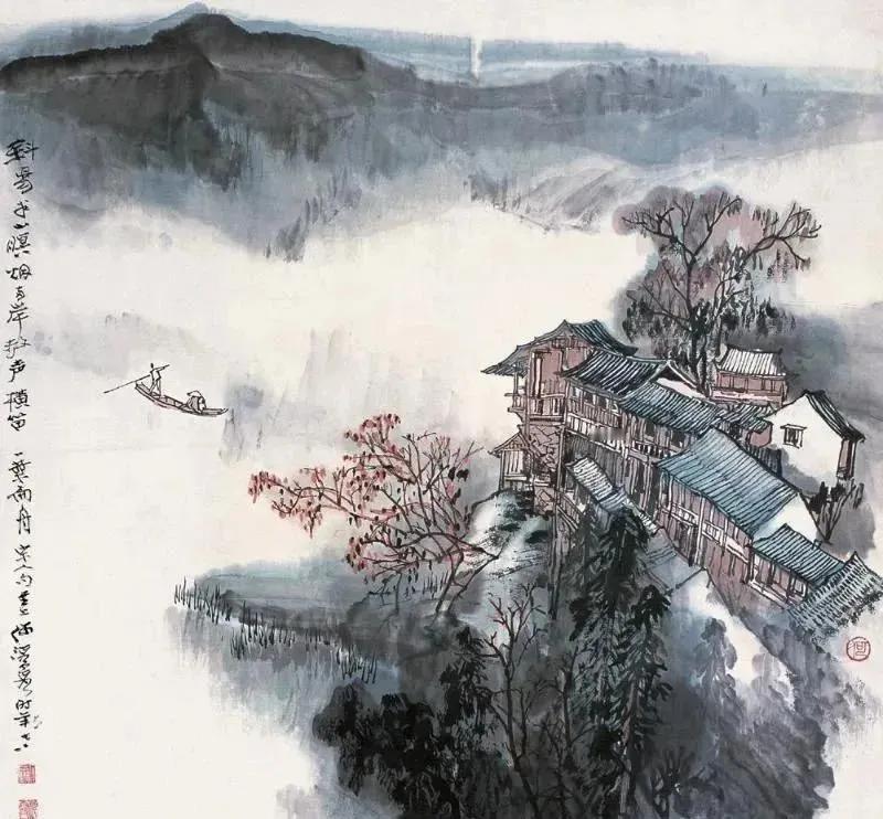我们一起来欣赏先生画笔下的山水村落，无限大美，令人着迷，处处皆让人心驰神往之地。