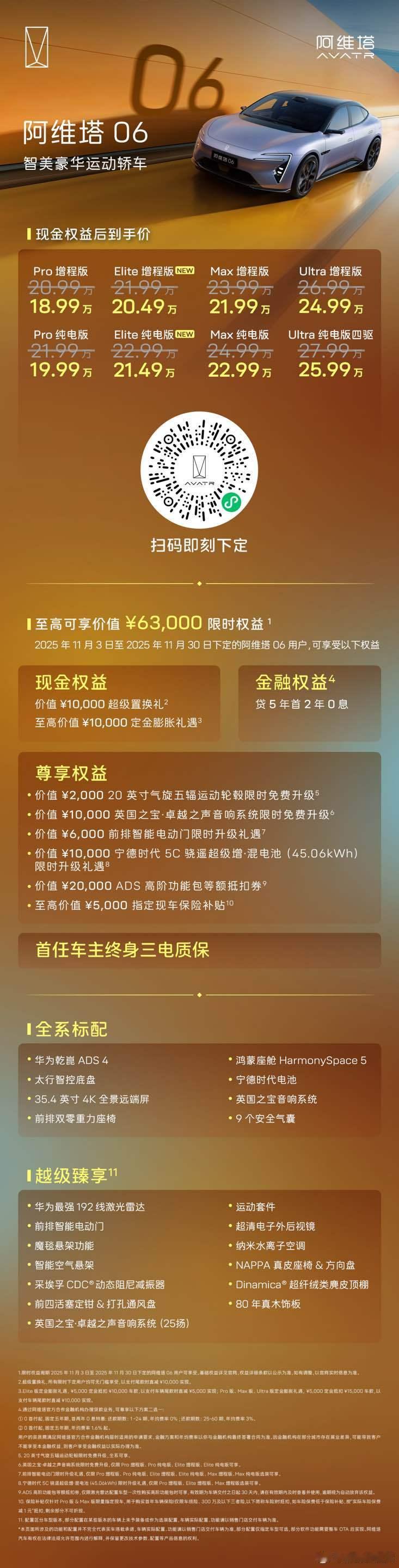 塔子祭出大招了阿维塔06Elite版全新上市和阿维塔07的Elite一样，性价
