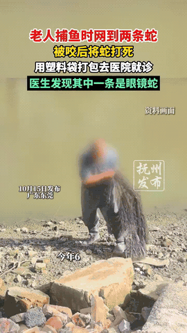这是个狠人！广东东莞，62岁大爷捞鱼被蛇给咬伤了，气得他当场把蛇打死不说，还直接