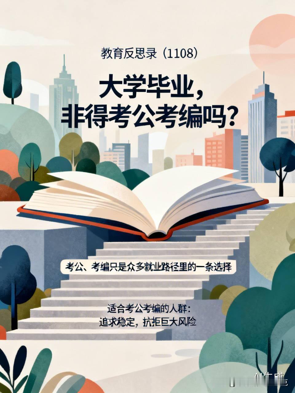 教育反思录（1108）大学毕业，非得考公考编吗？考公、考编只是众多就业路径里