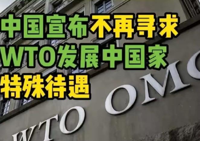中国向世界宣布重大决定：从今往后，中国在世贸组织中不再寻求特别待遇一句话既展