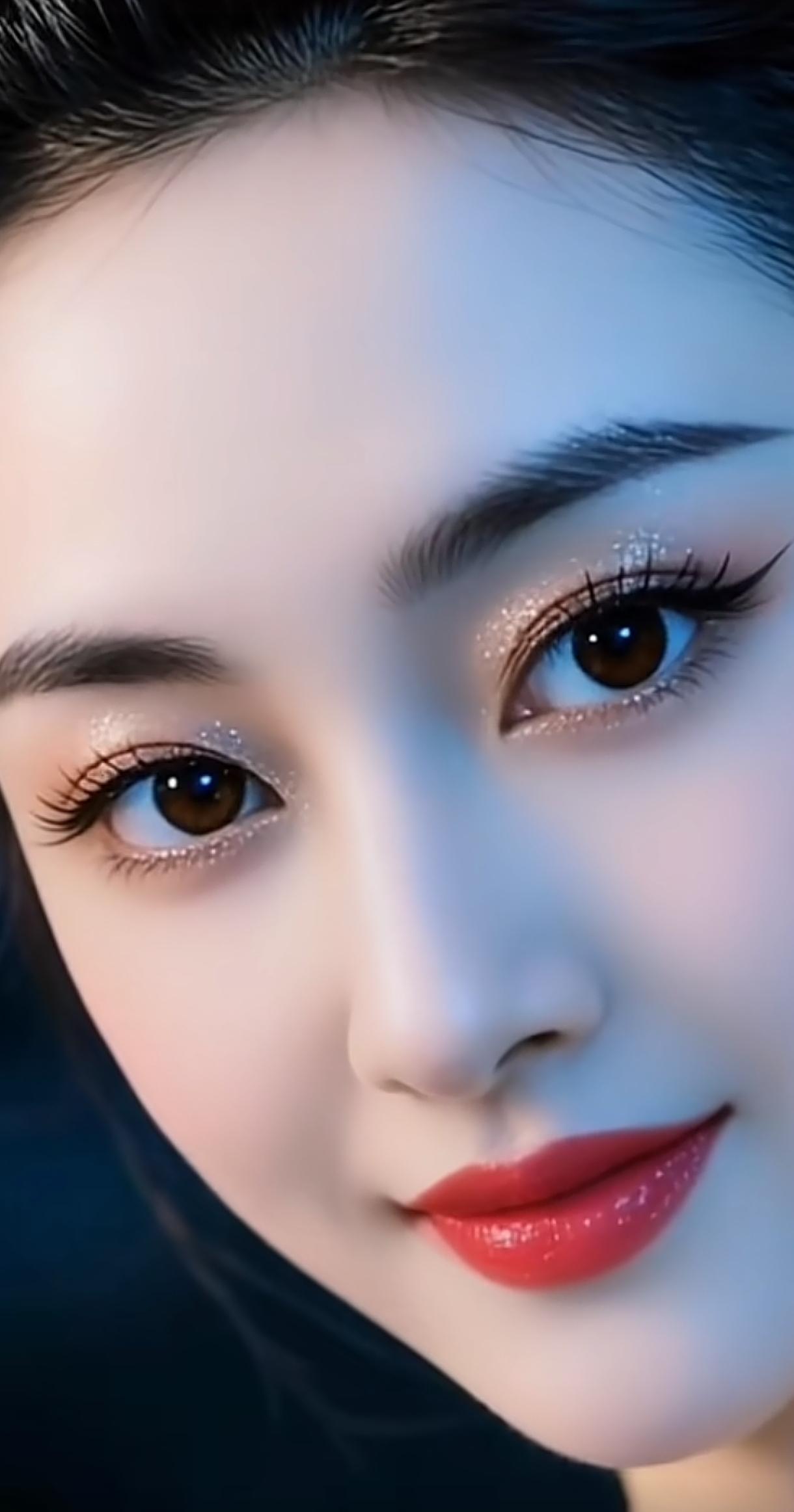 梦幻眼妆，闪耀夺目，红唇诱惑，完美妆容！少女风写真照梦蓝粉色眼妆梦幻魅眼妆