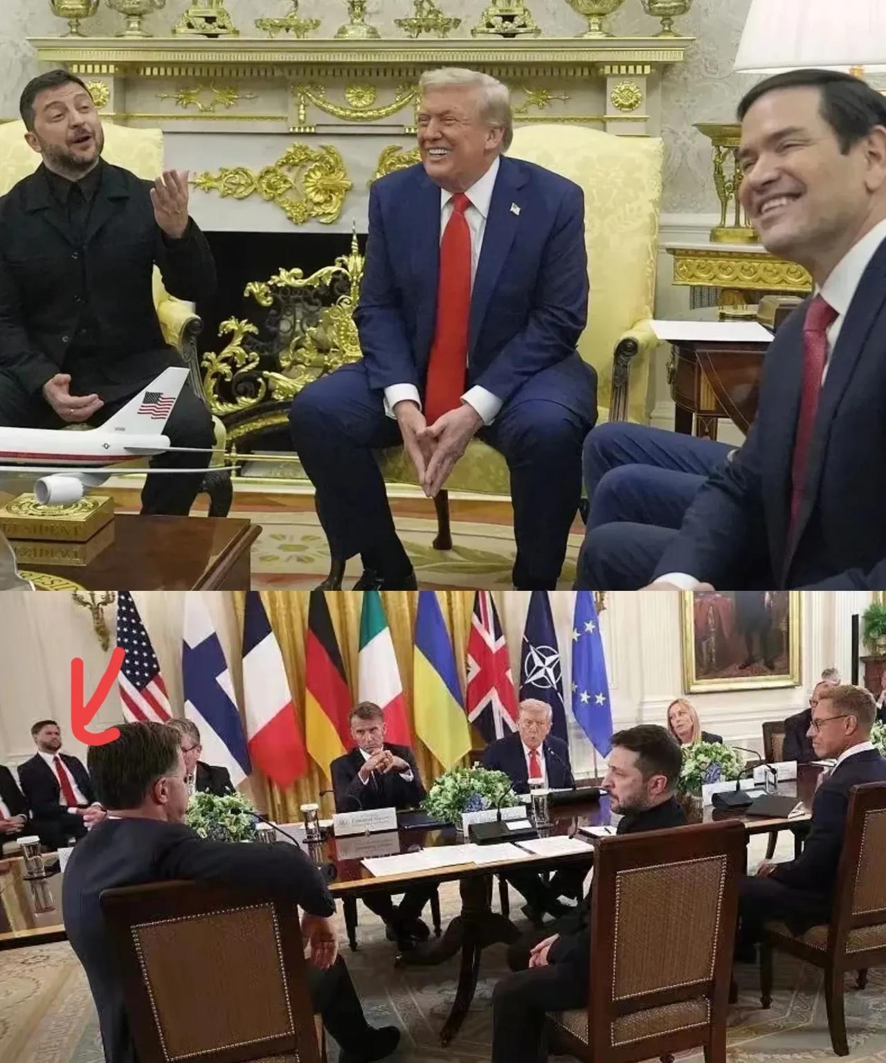 万斯再牛，也得在后面桌子老实坐着，笑的是老特，小泽的是苦笑，陪着笑，卢比奥这次总