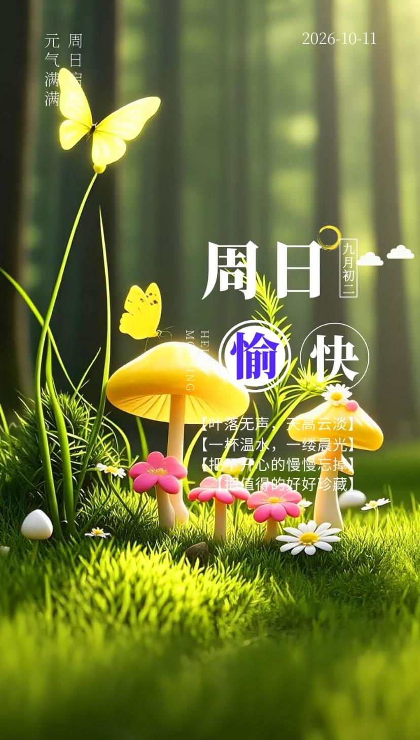 秋晨心语，晨晖淡淡落枝头，静候福缘度清秋。2026./10.11.[