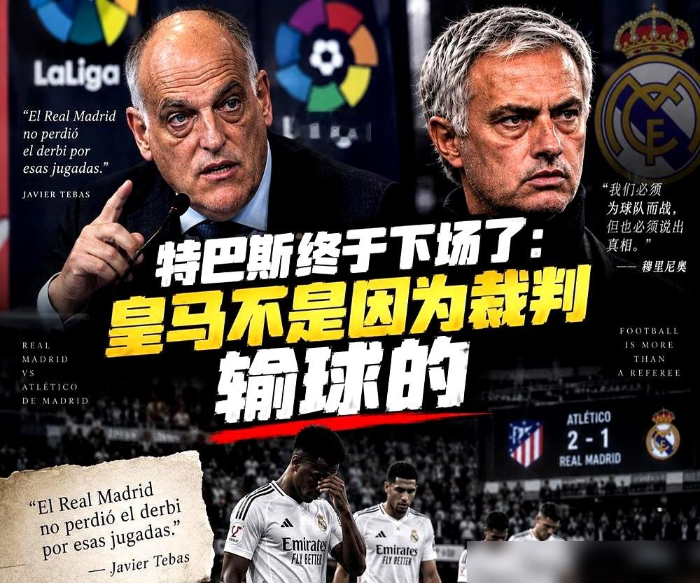 皇家马德里输球后，西甲主席特巴斯直接开喷，说他们总抱怨裁判。皇马这回不装了，官方声明直接要求特巴斯辞