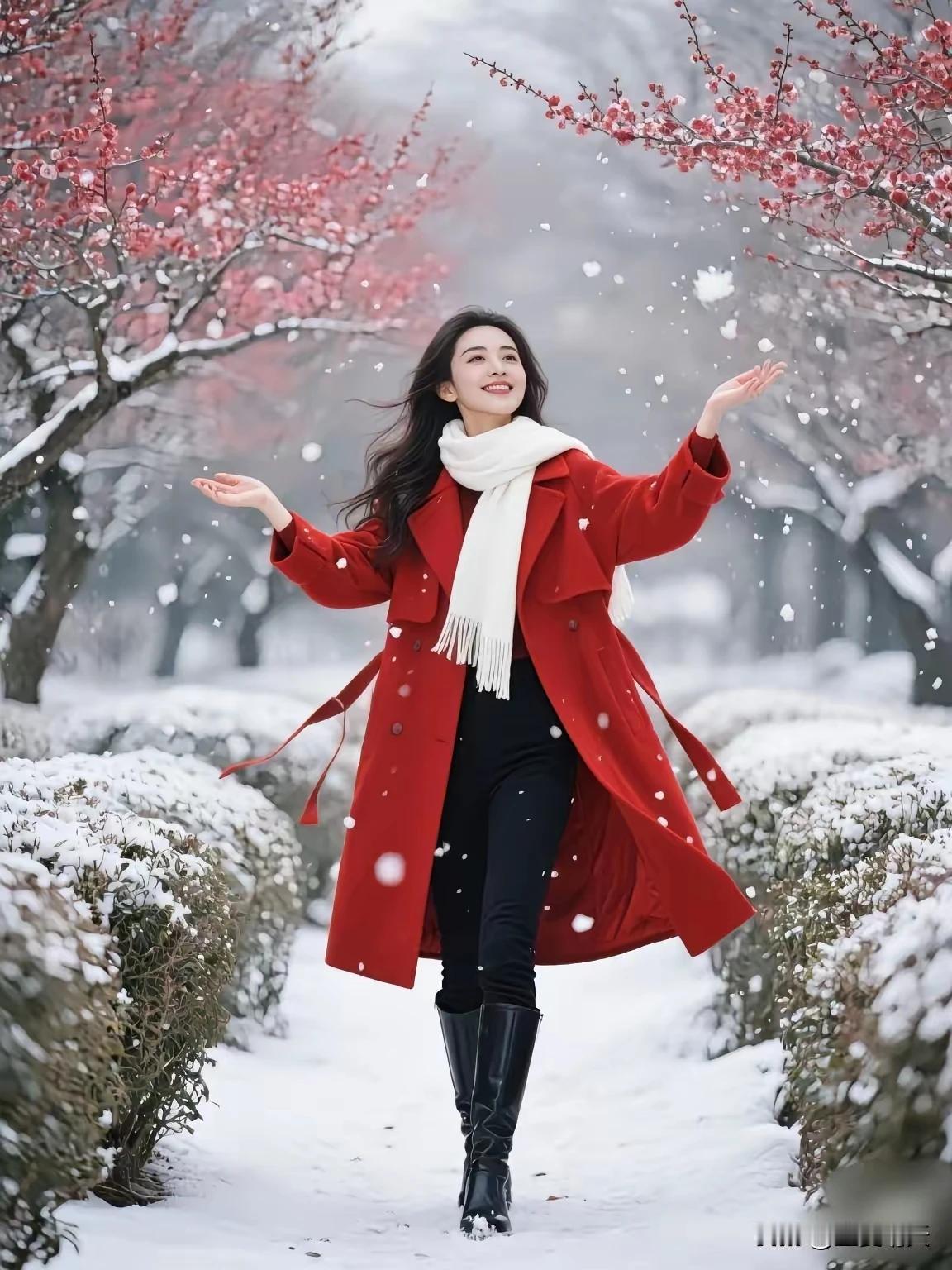 梅花欢喜漫天雪，相依相守迎春来。