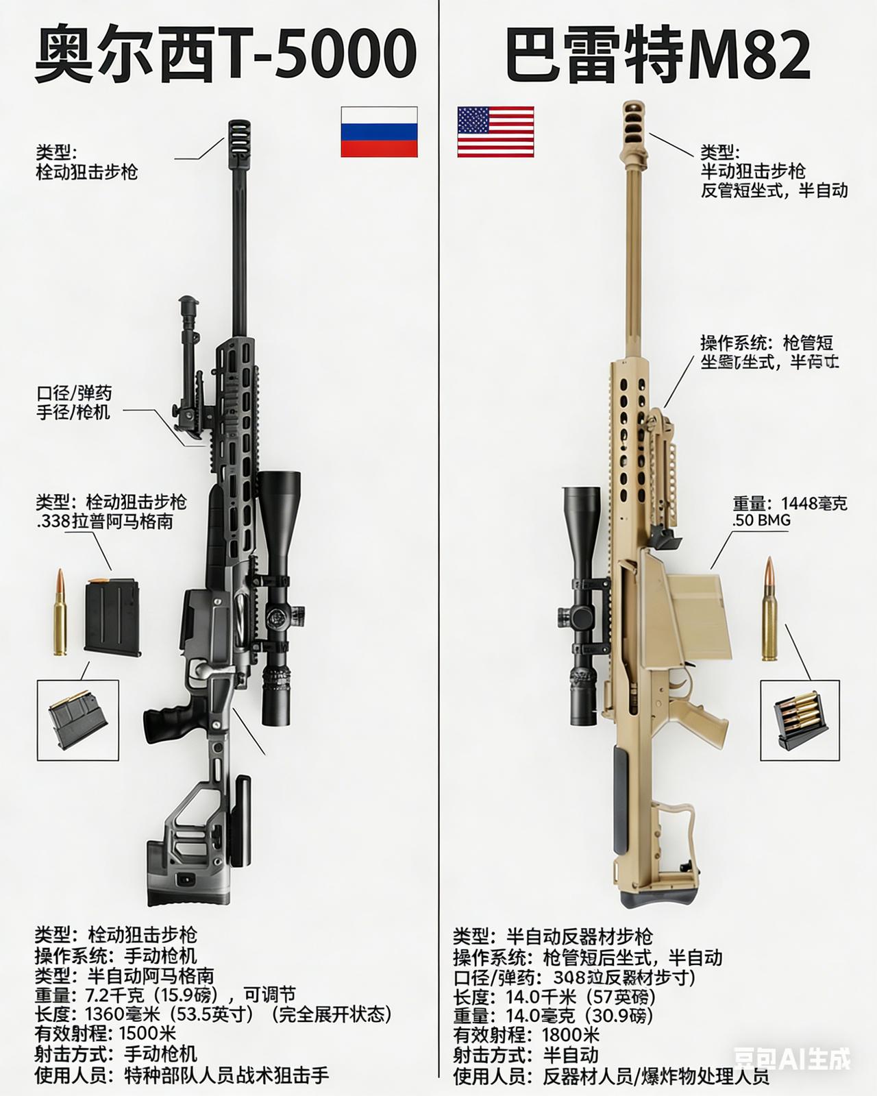 这两把枪代表了俄美两种截然不同的狙击思路，一把是追求极致精准的“手术刀”，一把是