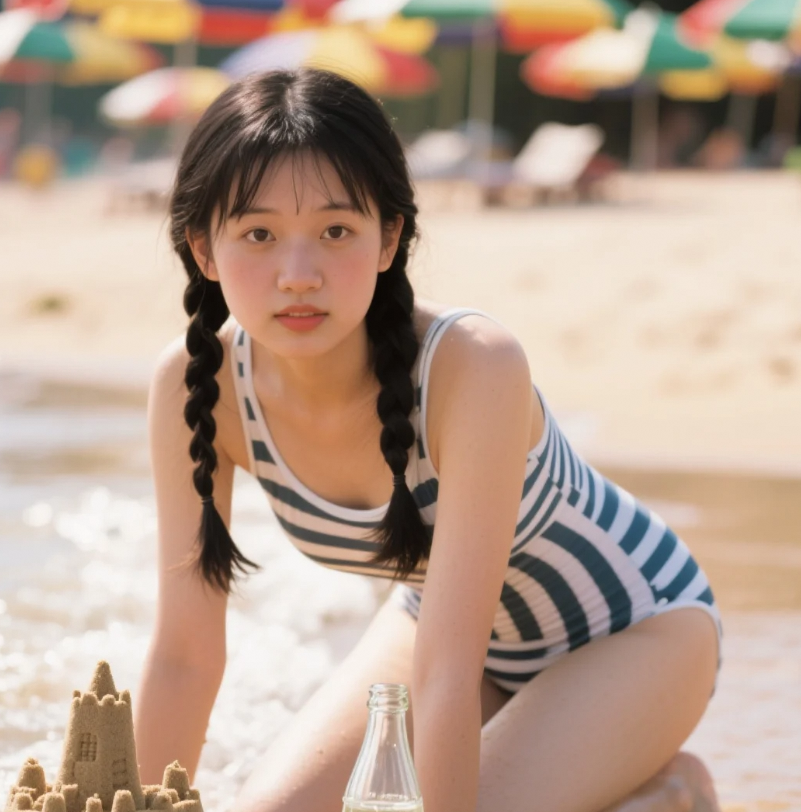 发丝与海风共舞｜泳装少女定格夏日限定浪漫