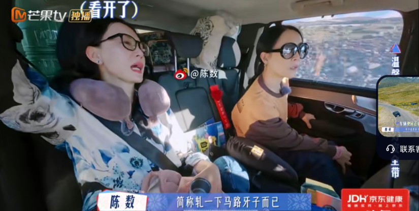 张雅琪车技堪忧,车子一度偏离轨道。吓坏众人。那英盯着开车的张雅琪问:“咋这个意