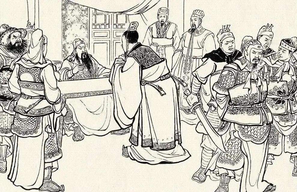 关羽在荆州设宴招待费诗，正喝酒呢，突然听说城外起火了。他第一反应就是手下人玩忽