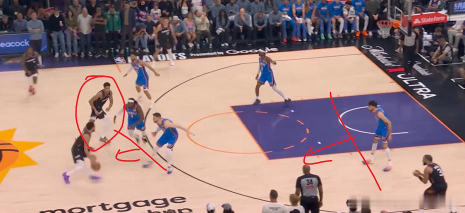 感觉从格林把球回给布克的时候，就开始恶心了。这球雷霆需要搓澡么，也不需要，他们