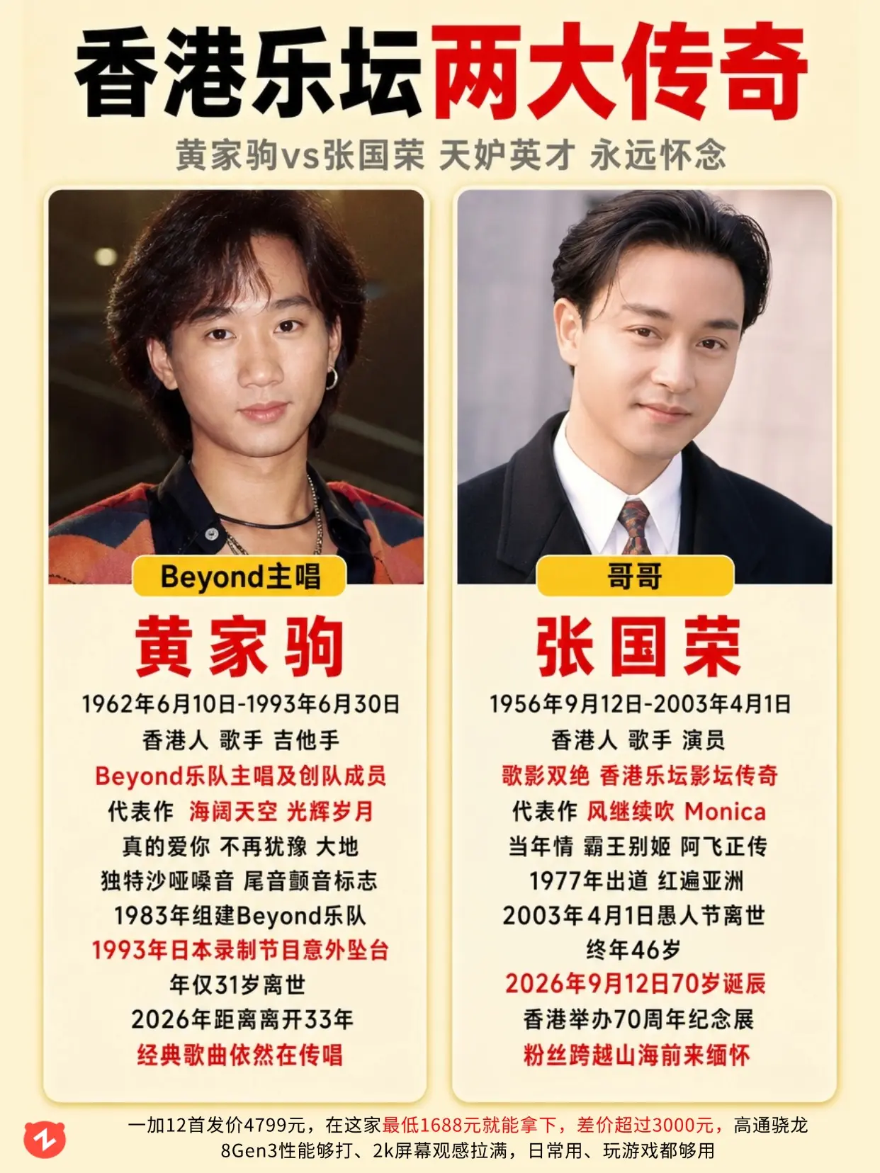 黄家驹 vs 张国荣，谁才是香港乐坛第一。