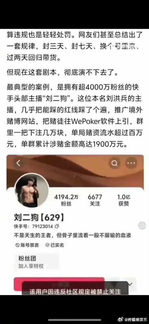 快手四千多万粉丝网红“刘二狗”被央视点名批评泳池派对，涉嫌低俗擦边被快手封禁处理