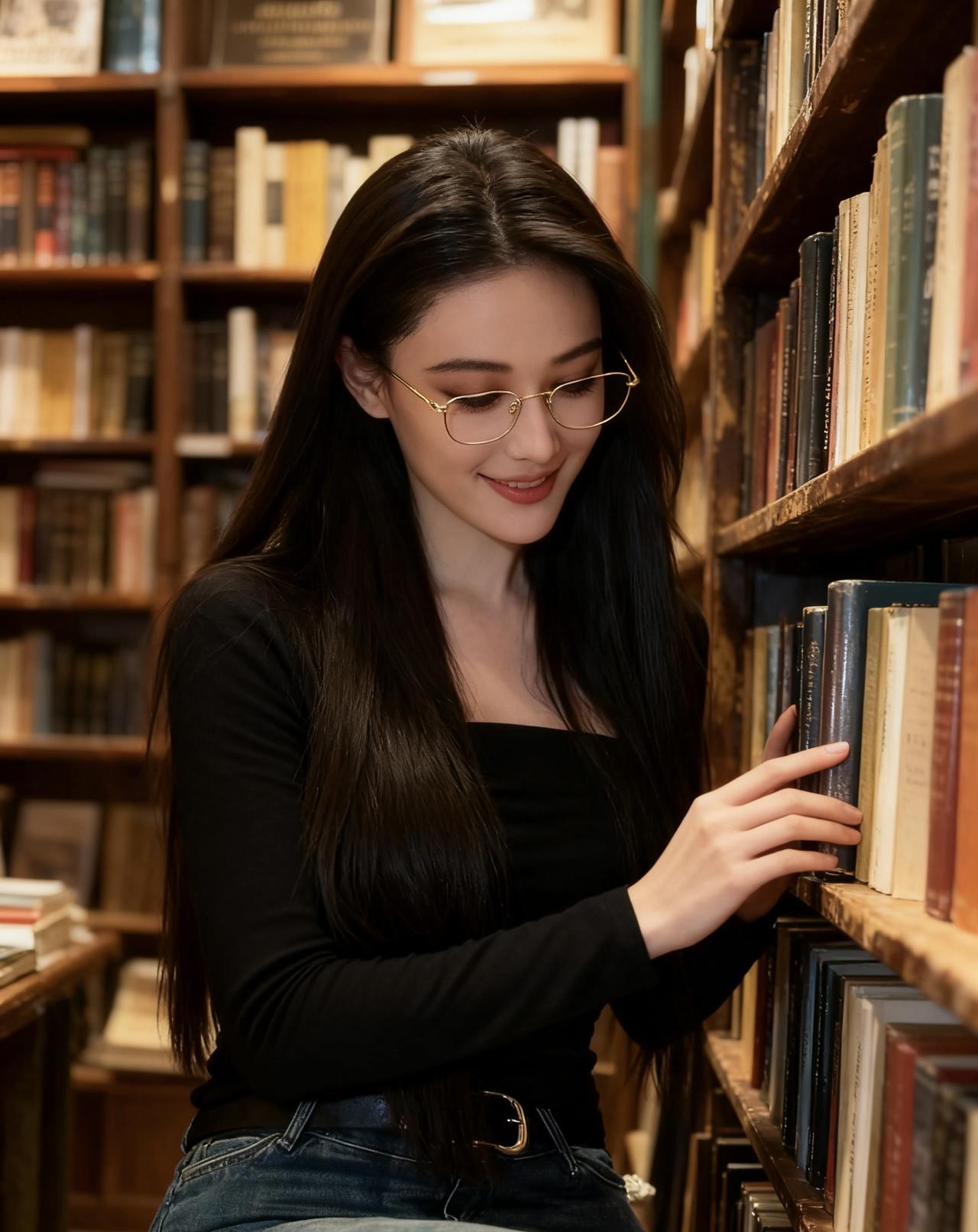 青春合集1️⃣6️⃣黑衫裹着松弛的骨相，长发垂成漫不经心的弧度，牛仔扣环轻蹭出