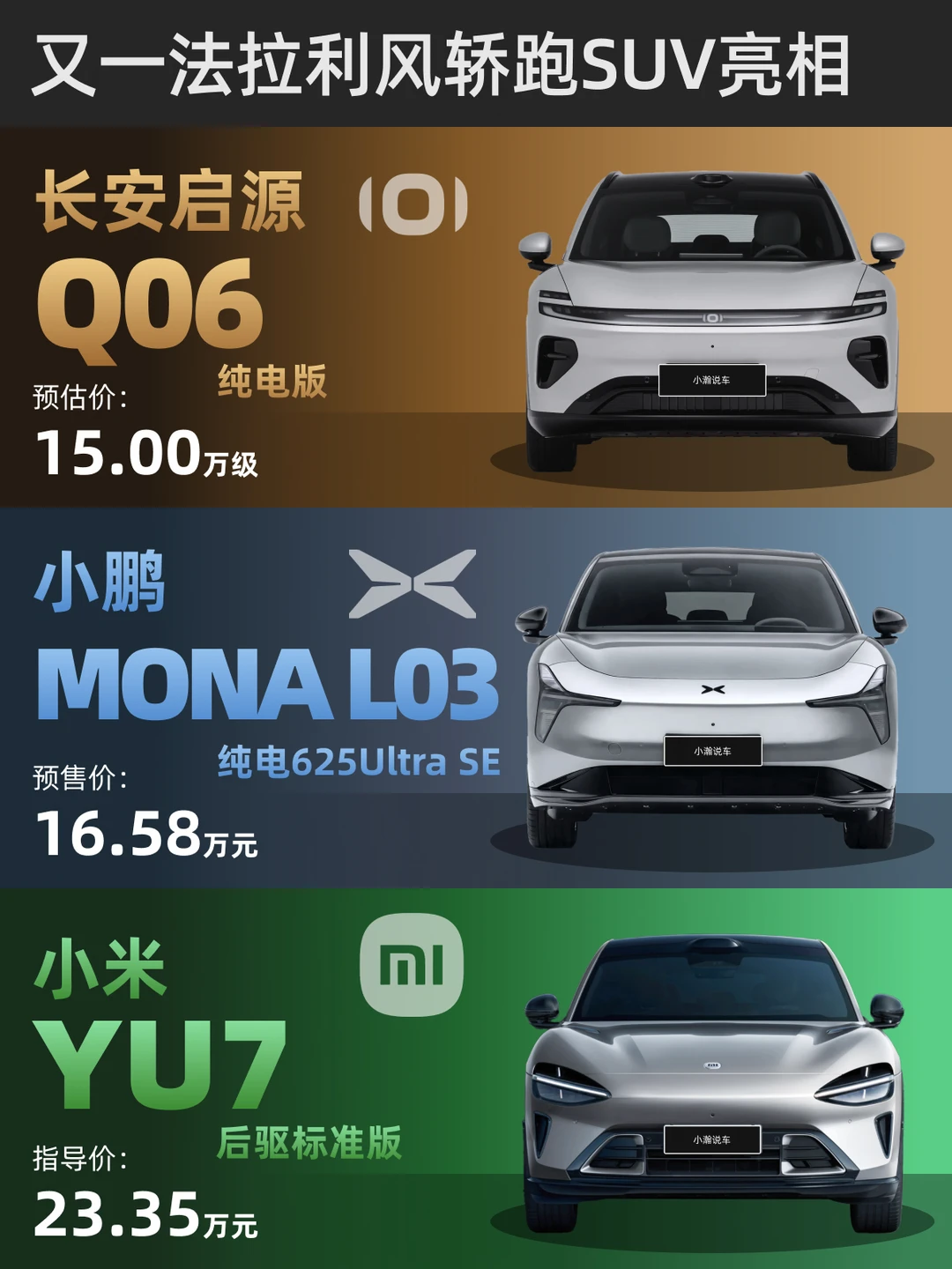 15万级轿跑SUV上新：启源Q06预售，小鹏接档