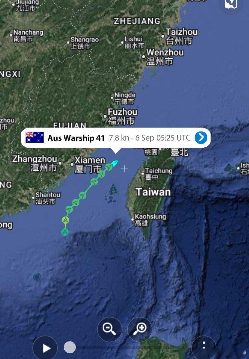 9月6日，加拿大护卫舰魁北克城号和澳大利亚导弹驱逐舰布里斯班号穿越台湾海峡，此前